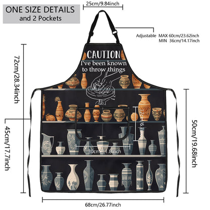 MBMSO Pottery Artist Apron for Pottery Lover Gifts Ceramics Gifts Caution I've Been Known To Throw Things Pottery Maker Gifts