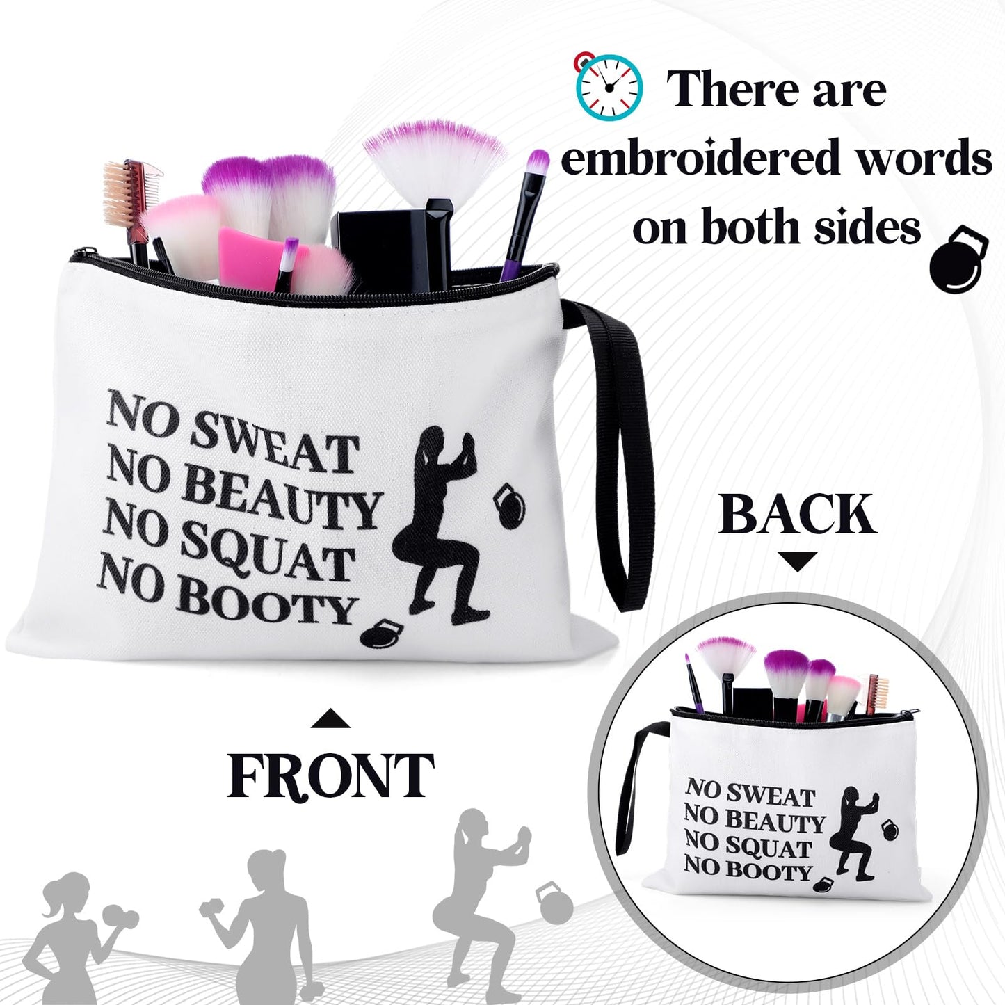 8 Pcs Workout Cosmetic Bags Workout Gifts Funny Sports Lover Gym Gifts Gym Fitness Makeup Bags for Women Body Builder Zipper Pouch for Fitness Bodybuilding Lovers