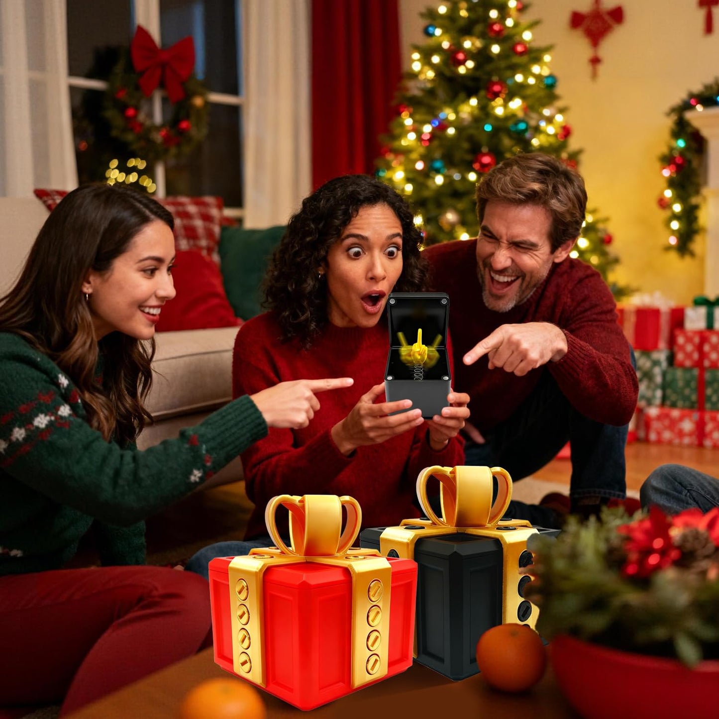 The Annoying Present, Annoying Gift Box with Screws, Take Apart Box to Get Gift, Funny Prank Gag Gift for Christmas (Red)