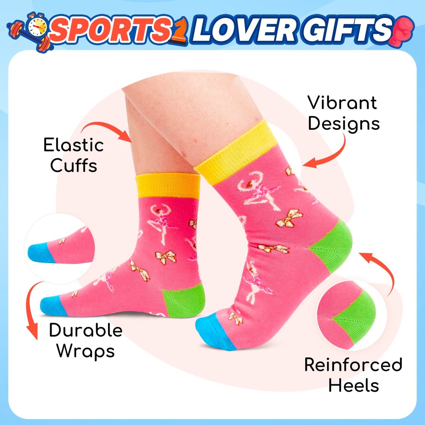 HAPPYPOP Novelty Socks for Teen Kids - Gifts for Gymnasts Cheerleaders Dancers Girls Preteen