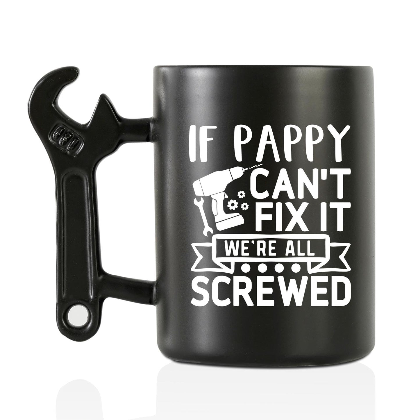 Onebttl Pappy Gifts for Fathers Day, Christmas, Coffee Mug with Wrench Handle, 13.5oz/400ml Funny Mug for Grandpa