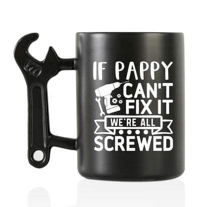 Onebttl Pappy Gifts for Fathers Day, Christmas, Coffee Mug with Wrench Handle, 13.5oz/400ml Funny Mug for Grandpa