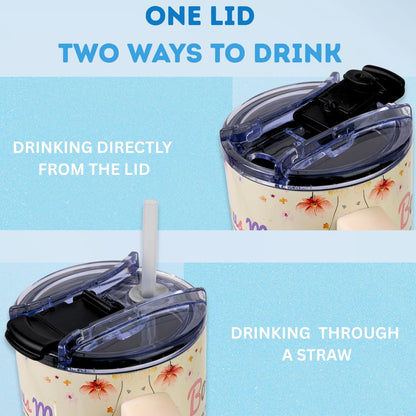 Bonus Mom Gifts 40 Oz Tumbler with Handle and Straw, Bonus Mom Gift with Funny Nutrition Facts Design, Gifts for Step Moms, Birthday Gifts for Bonus Moms from Daughter, Son or Family