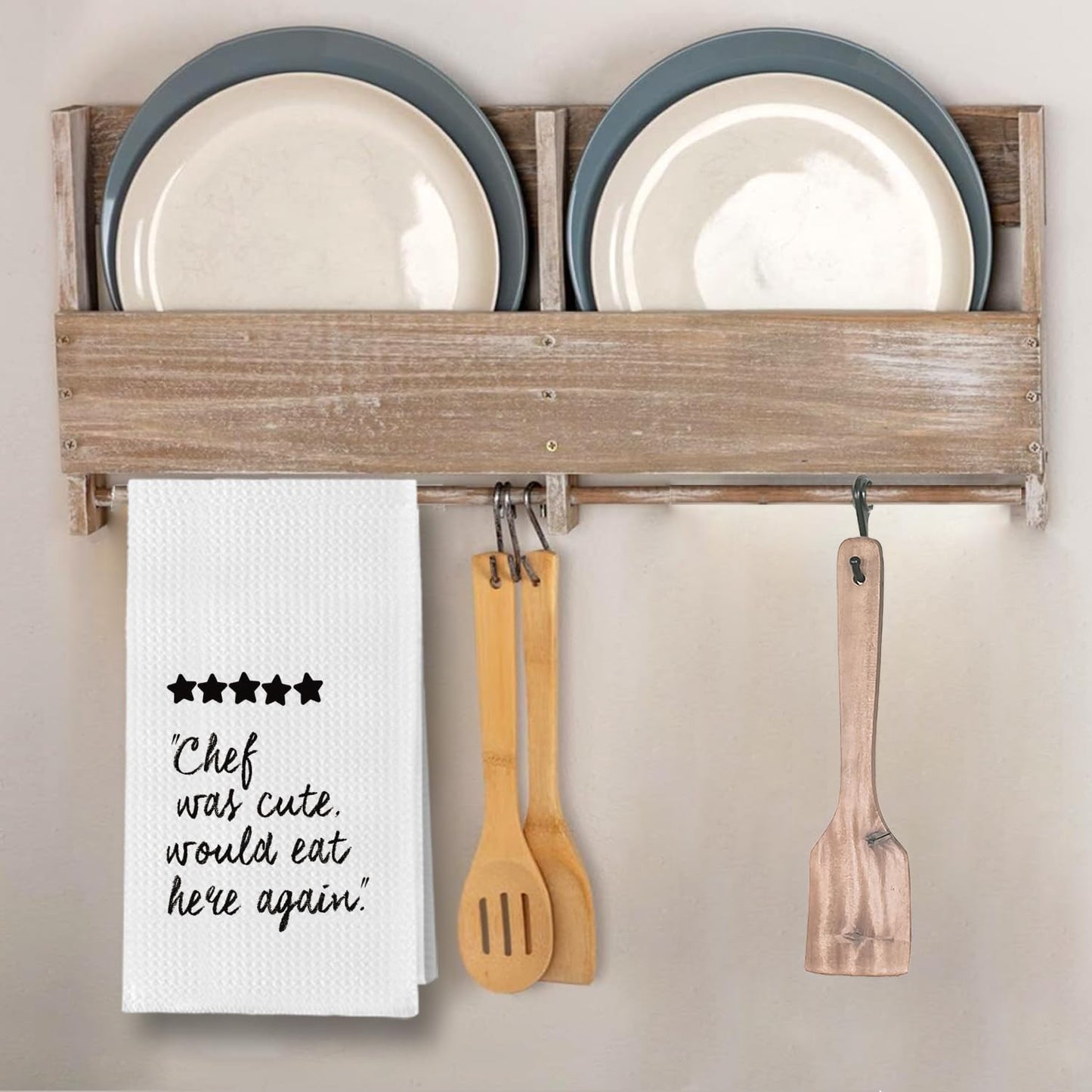 Chef Gifts for Women Men Kitchen Towels, Chef was Cute Would Eat Here Again Decorative Dish Tea Towels, Unique Gifts for Cooks Hand Towels for Kitchen Dining Room, 16x24 Inch