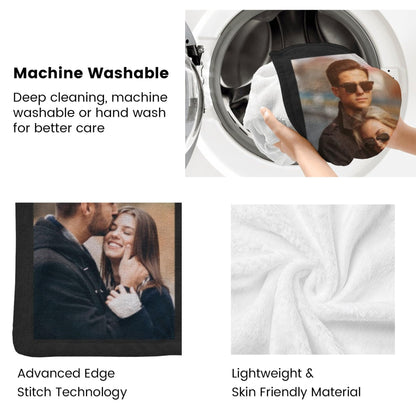 Printwoo Custom Blanket with Picture Text Customized Throw Personalized, Customizable, Photo Blankets Customize Gifts for Mom, Dad, Couple, Girlfriend, Boyfriend, Wife, Husband, D10 Photos-1