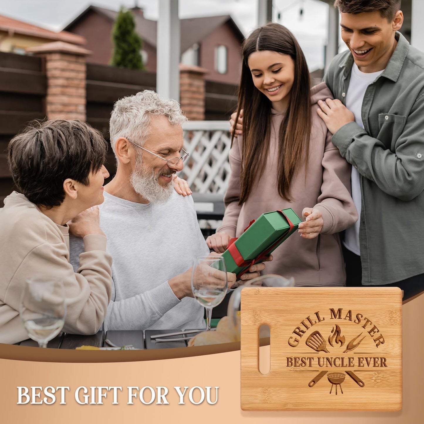 Uncle Gifts from Niece Nephew, Christmas Gifts for Uncle Birthday Valentine Father's Day Thanksgiving - Best Uncle Ever Unique Engraved Cutting Board