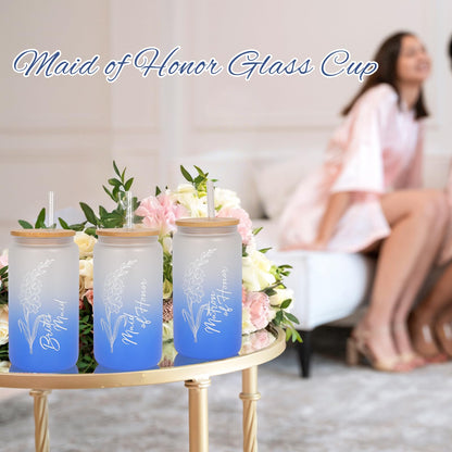 Maid of Honor Proposal Gifts,Wedding Bachelorette Party Will You Be My Maid of Honor Glass Cup Candle Jewelry Box Gift Set