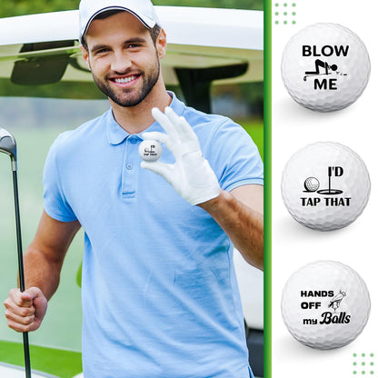 Threan 3 Pcs Golf Ball Gift Set Funny Novelty Golfer Present for Men Birthday Dad Golfing Fan One Standard Size Unit