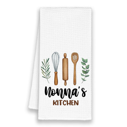 Nonna's Kitchen Towels Gifts, Grandma Christmas Bathroom Hand Towels Gifts for Nonna Birthday Mother's Day, Rustic Eucalyptus Leaf Tea Dish Towel Decor 16x24in