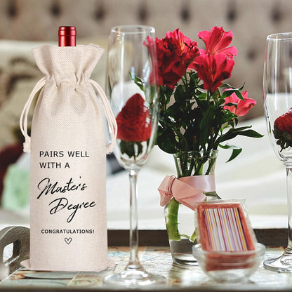 LANBAIHE Master's Degree Wine Bag - Reusable Graduation Gift for College, Doctorate Party