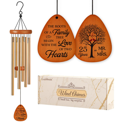 25th Wedding Anniversary Wind Chime, Happy 25th Anniversary Romantic Gifts for Couple, Parents, Wife, Husband, Friends, Sliver Wedding Anniversary's Keepsake Gifts Ideas