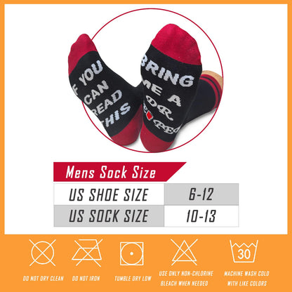 Novelty Drinking Theme Crew Socks, Fun Father Day Gift for Dad, Gift for Drinks Lovers in Birthday Party Christmas Fit Shoe Size 10-13