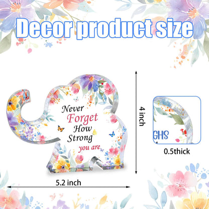 Inspirational Gifts for Women Elephant Gifts for Female Cheer up Gifts for Women Acrylic Elephant Shape Desk Decorative Sign Office Desk Accessories Gift for Mom Aunt Sister Daughter