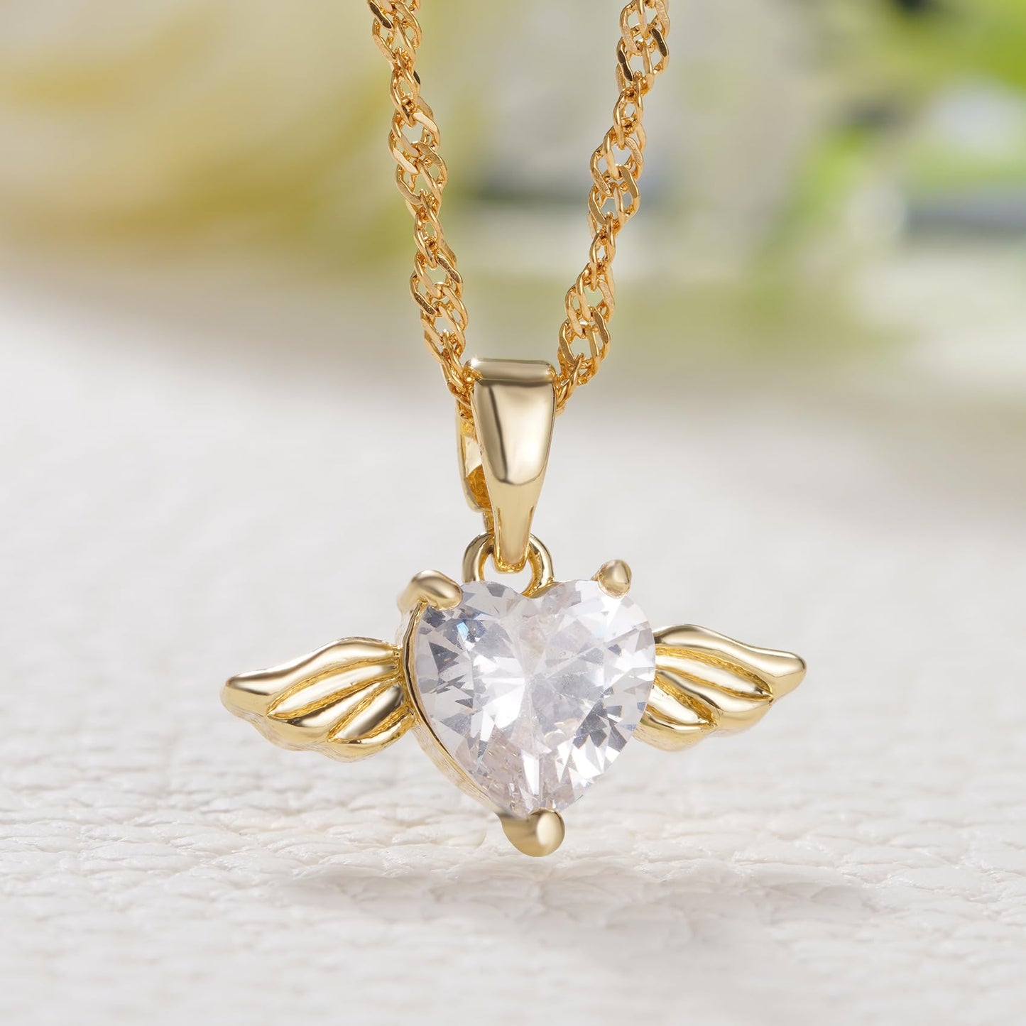MIXJOY Baby Angel Wings Heart Necklace for Mom, Mommy of an Angel Remembrance Gift