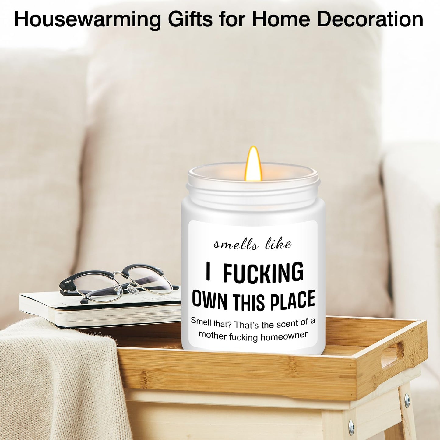 Homsolver House Warming Gifts New Home, Funny Housewarming Gifts for Women, Men, Neighbor, New Homeowner, Apartment, House Warming Party Lavender Candles Decor Gift Ideas