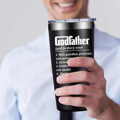 BIRGILT Godfather Gift - Godfather Proposal Gifts - Best God Father Gifts for Men - Christmas, Fathers Day Gift for God Father - 20oz Stainless Steel Tumbler Cup