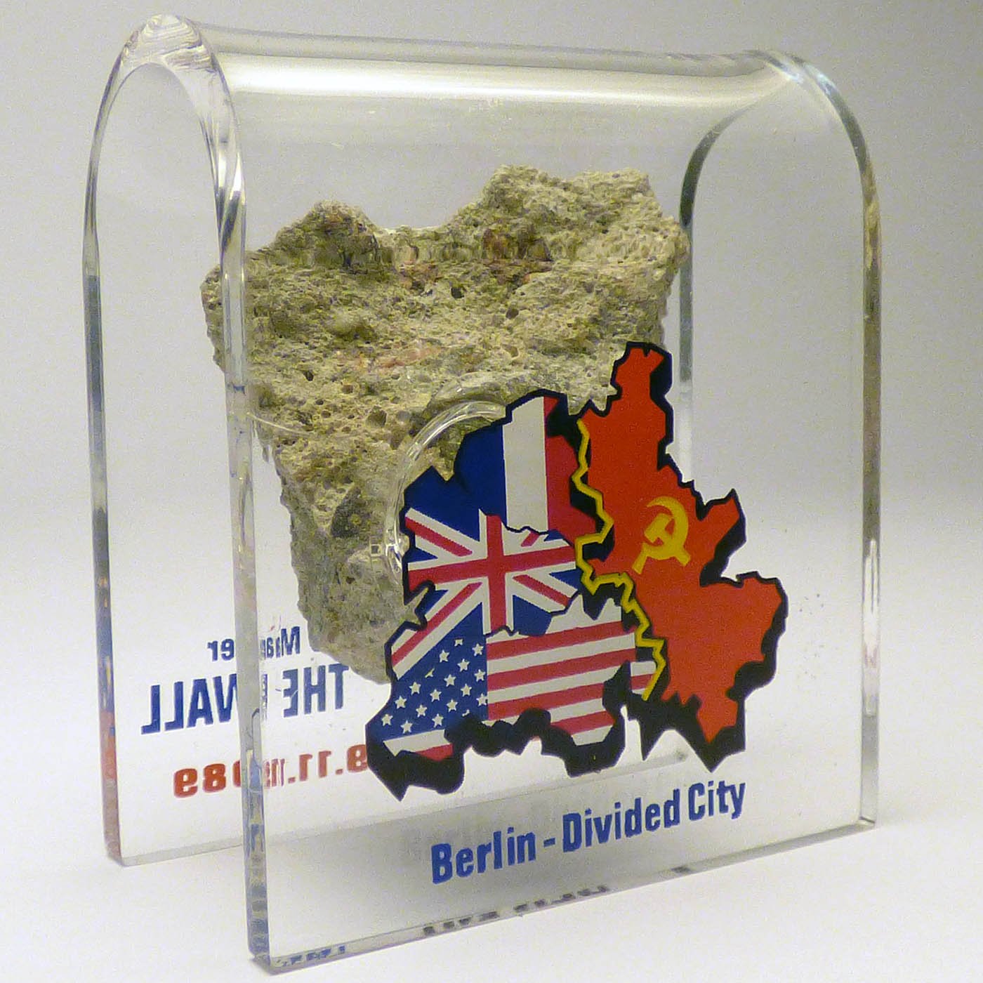 Original Piece of the Berlin Wall - Authentic Souvenir from the Real Wall in Germany Mounted in Acrylic Display (Small (2"X2"), Divided City)