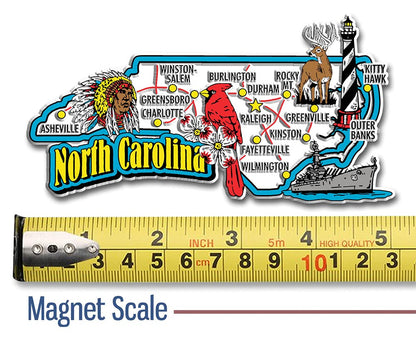 North Carolina Six-Piece State Magnet Set by Classic Magnets, Includes 6 Unique Designs, Collectible 3D Rubber Vintage-Style Souvenirs and Gifts Made in the USA