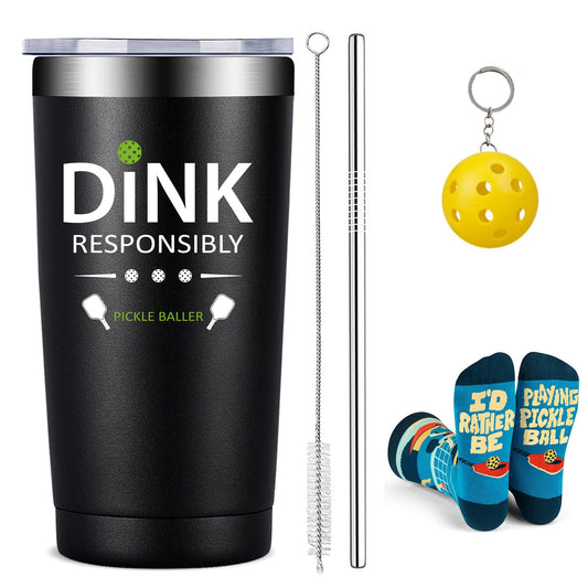 Fufandi Pickleball Gifts for Men Women - Pickle Ball Dink Responsibly - Christmas, Birthday Gifts for Pickleball Lovers Player Coach - Tumbler Cup 20oz