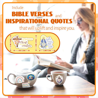 DeaDamHaDa 200 Pcs Catholic Stickers for Water Bottles, Jesus Bible Verse Stickers for Kids Adults Saints Catholic Gifts Decals for Laptop Journal Religious Sacred Heart Virgin Mary Missa