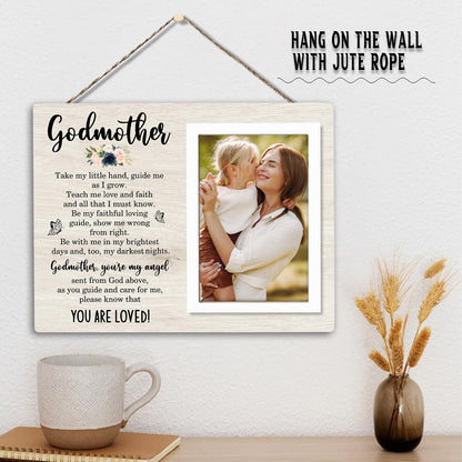 Godmother Gift Picture Frame, Godparents Appreciation Present, Baptism or Birthday Gift for Godmother, Mother’s Day Wooden Photo Frame-You Are Loved
