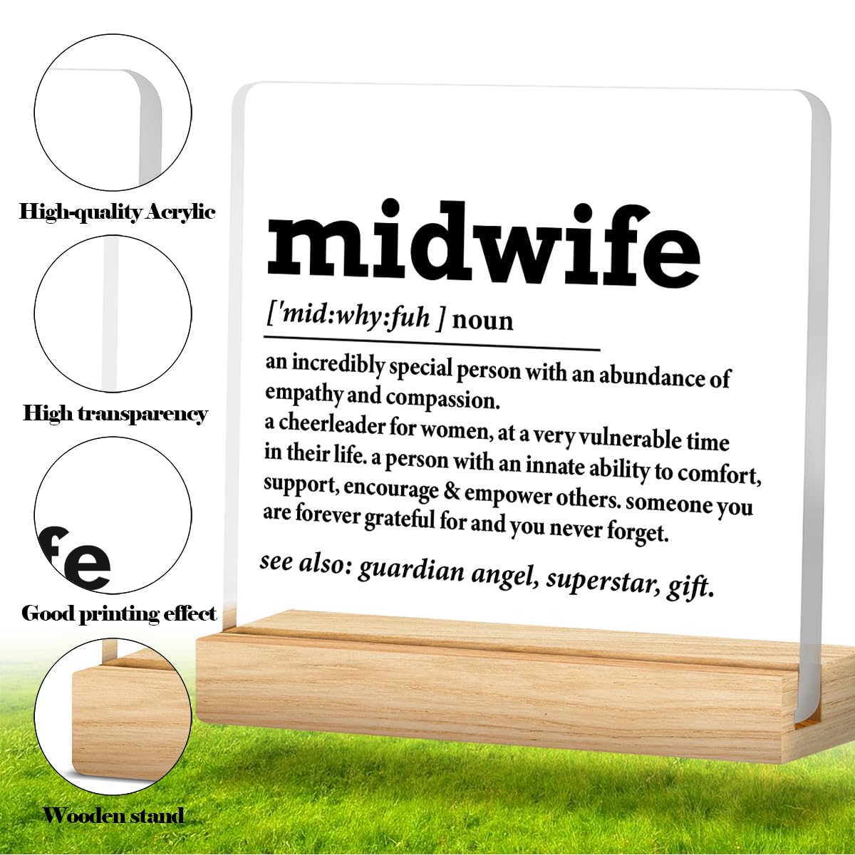 Midwife Gift for Women, Midwife Appreciation Thank You Gift, Midwife Gifts Ideas, Midwife Definition Acrylic Desk Sign Decor