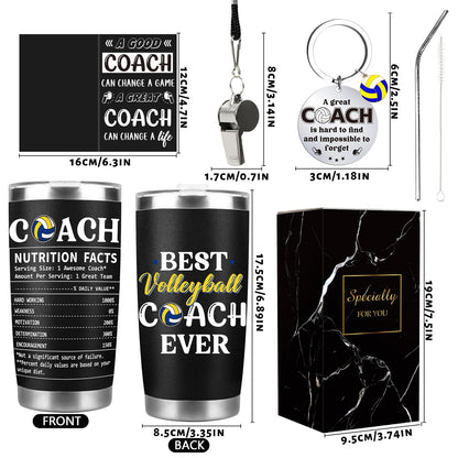 Keluna Volleyball Coach Gifts for Men - Volleyball Coach Appreciation Thank You Team Player Sports Lover Gift for Men Brother Husband Teacher Colleague Tumbler Cup Keychain Whistle Greeting Cards