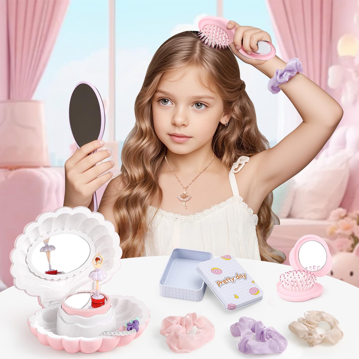 Golray 15 Pcs Dance Recital Gifts for Girls Age 5 6 7 8 12 with Ballet Dance Bag/Musical Ballerina Jewelry Box/Water Bottle/Journal Christmas Birthday Gifts Kid Girl Toy for Daughter, Granddaughter