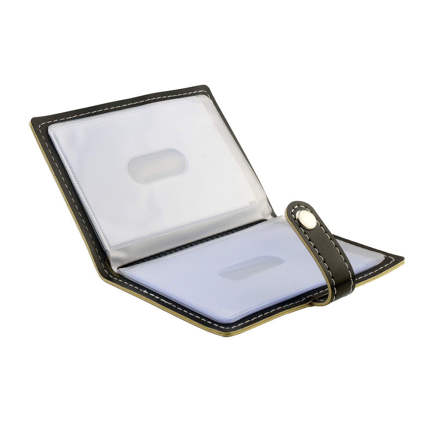 Karlling credit card holder, credit card wallet for women/man soft leather business card holder card case organizer bag with 20 card sleeves inside(Black)