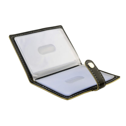 Karlling credit card holder, credit card wallet for women/man soft leather business card holder card case organizer bag with 20 card sleeves inside(Black)
