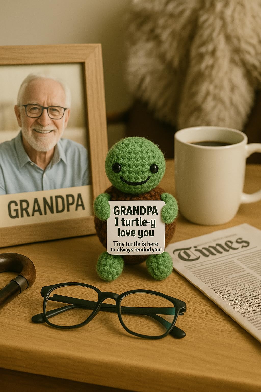 Fathers day Gift for Grandpa, Mini Funny Turtle, Christmas Grandpa Gifts from Granddaughter Grandson, Funny Grandpa Birthday Gift