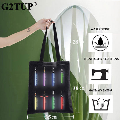 G2TUP Star Lightsabers Canvas Tote Bag Heroes of Galaxy Gift Death Star Shoulder Bag Lightsabers Merch