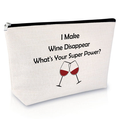 Wine Gift for Wine Lover Makeup Bag for Women Coworker Friends Friendship Gift for Sister Bestie Birthday Presents for Mom Daughter Cosmetic Bag Christmas Graduation for Her Niece Zipper Travel Pouch