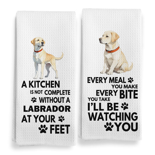 Labrador Retriever Kitchen Towels, 16x24 Inch, Modern, Polyester, Yellow Lab Gifts, Labrador Retriever Dog Hand Dish Tea Towels for Kitchen