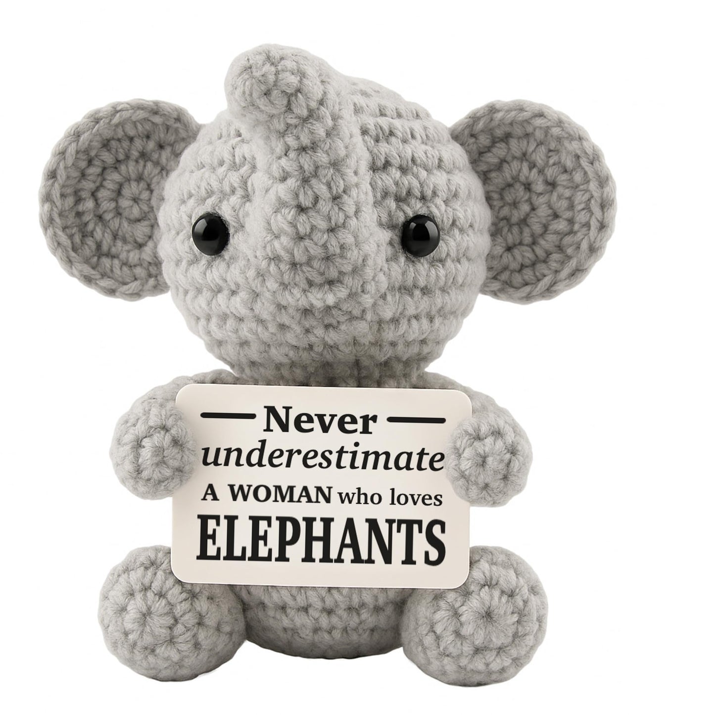 Elephants Gifts for Women, Emotional Support Animal for Mom Sister, Inspirational Friendship Crochet Gifts for Coworkers Friends Christmas Funny Positive Stocking Stuffers Secret Santa