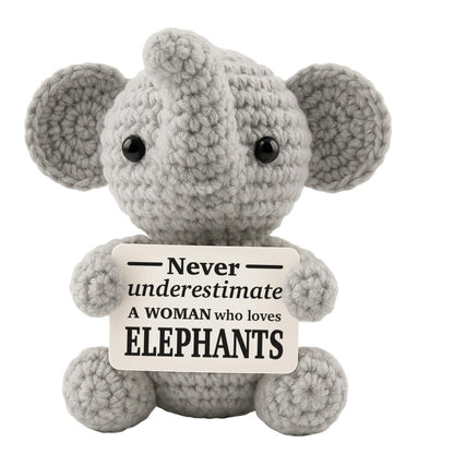 Elephants Gifts for Women, Emotional Support Animal for Mom Sister, Inspirational Friendship Crochet Gifts for Coworkers Friends Christmas Funny Positive Stocking Stuffers Secret Santa