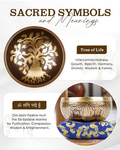 Tibetan Singing Bowls – Hand-Hammered in Nepal, Authentic Meditation Sound Bowls for Yoga, Chakra Healing, Mindfulness & Spiritual Self-Care Gifts for Women