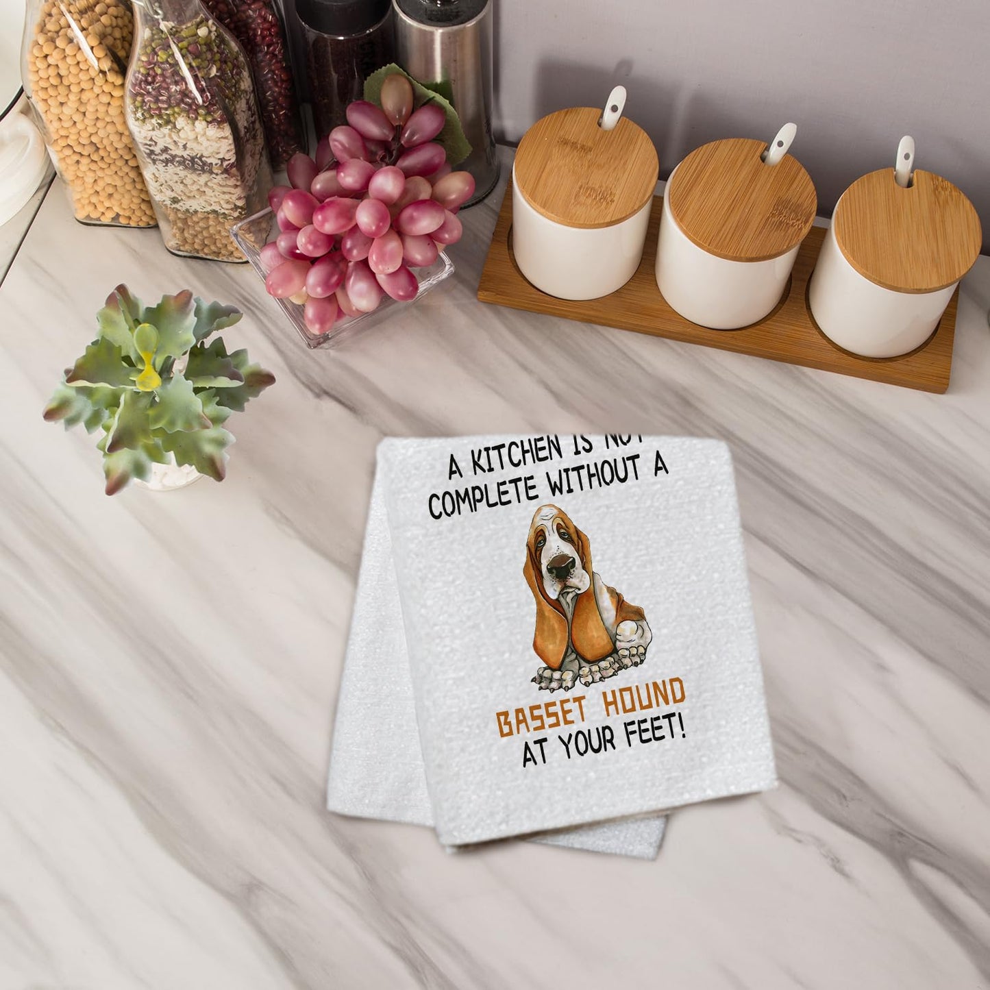 Basset Hound Kitchen Towels, 16x24 Inch, Cotton, Kitchen Cloth, Dish Cloths, Basset Hound Decor, Dog Lover Gifts