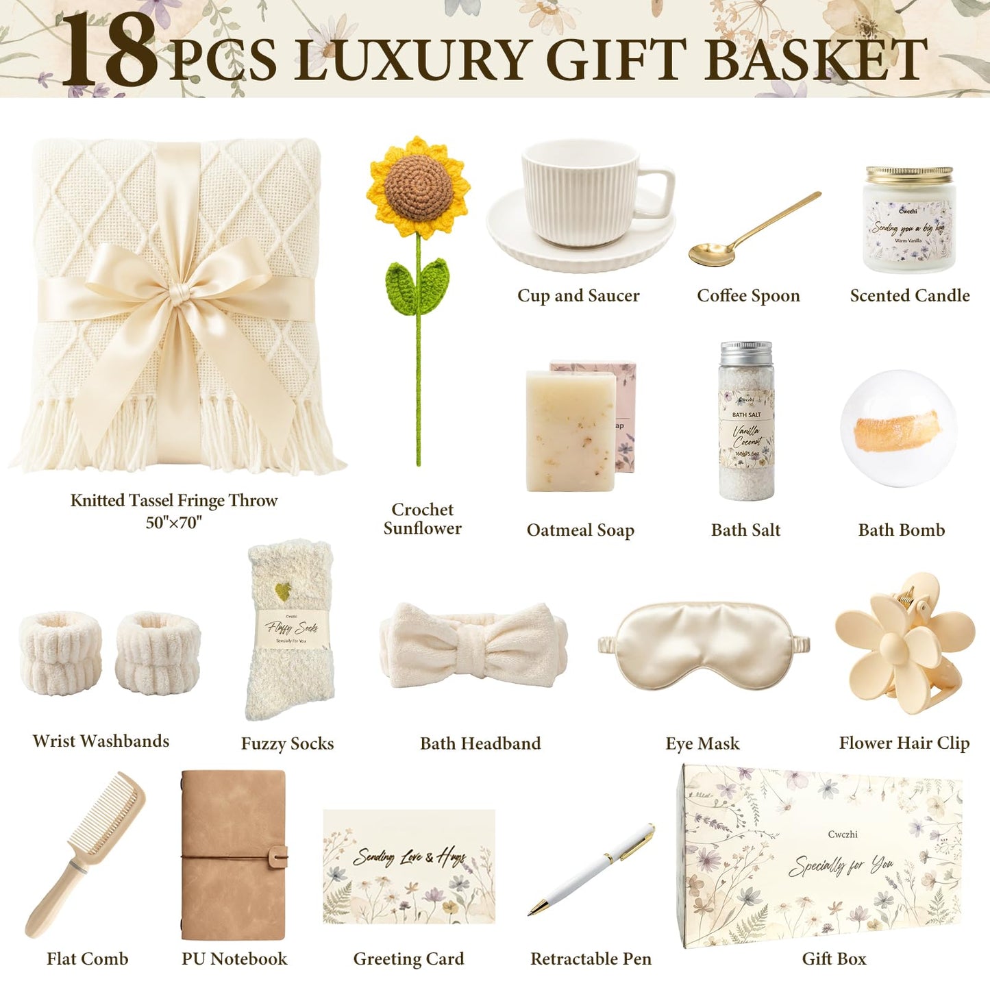Mothers Day Gifts Happy Birthday Gifts for Mom Wife Grandma Daughter Friends Siste,Self Care Gift Get Well Relaxing Spa Gift Basket Set