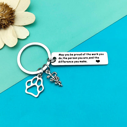 Veterinarian Appreciation Gifts Vet Tech Keychain Thank You Jewelry Veterinary Student Graduation Gift Animal Lovers Jewelry Veterinary Nurse Assistant Keychain Coworker Gifts Thanksgiving Day Gift