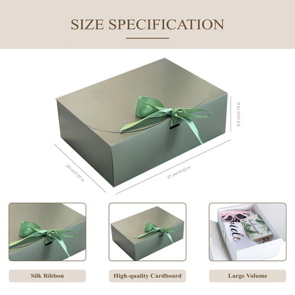LADY&HOME 10 Pcs Gift Boxes with Lids, Bridesmaid Proposal Box with Ribbon,Paper Boxes for Wedding,Gift Packing,Birthday,Party,Christmas (Sage Green)