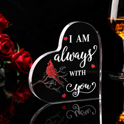 Yalikop Cardinal Gifts Red Cardinal Gift Memorial Gifts for Loss of Father Mother Sympathy Memorial Present Crystal Acrylic Bereavement Present for Loss of Loved One(I Am,5.95 x 6 x 0.6 Inches)
