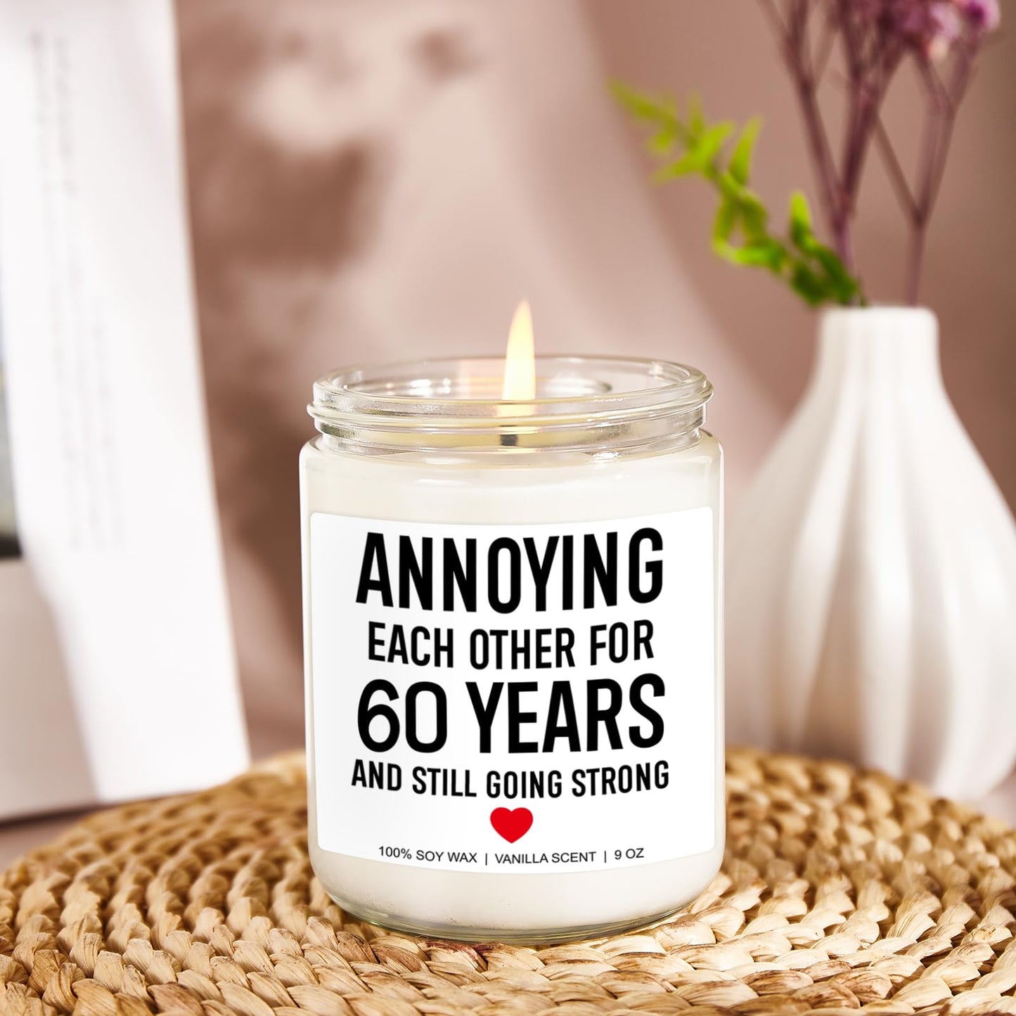 Younift Funny Scented Candle, 60th Wedding Anniversary Decorations, 60th Anniversary, Gifts for Couples, Parents, 60 Year Anniv. Diamond Presents for Women, Men, Grandparents, Friends, Wife, Husband