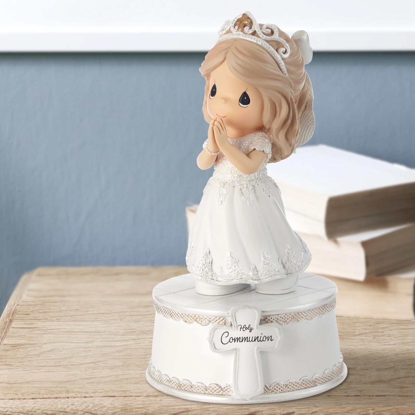 Precious Moments Holy Communion Girl Musical Figurine – Plays “The Lord’s Prayer” – First Communion Gift for Girls, Religious Keepsake for Catholic and Christian Faith