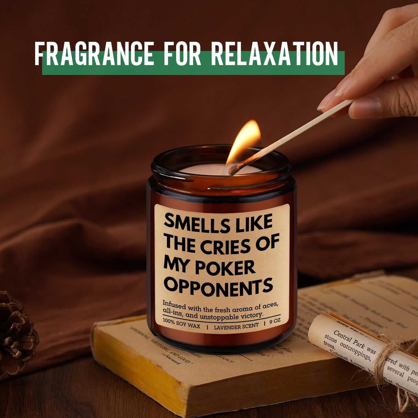 GSPY Scented Candle - Poker Gifts for Men, Women - Casino Gifts, Gambling Ideas - Game Night Decor for Adult - Funny Fathers Day, Birthday Presents for Poker Players, Card Players, Gamblers, Man, Him