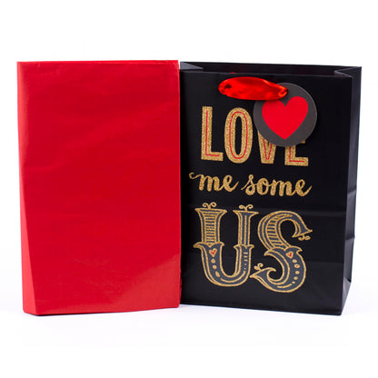 Hallmark Mahogany 9" Medium Gift Bag with Tissue Paper (Love Me Some Us) for Anniversary, Valentines Day and More