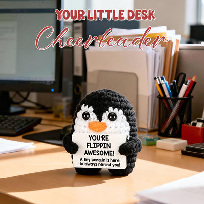 Mini Positive Crochet Penguin Birthday Gifts for Women, Funny Mothers Day Graduation Brithday Gifts for Women Men Boys Girls, Inspirational Appreciation Gifts for Adult Kid Teen Coworker Friend Decor