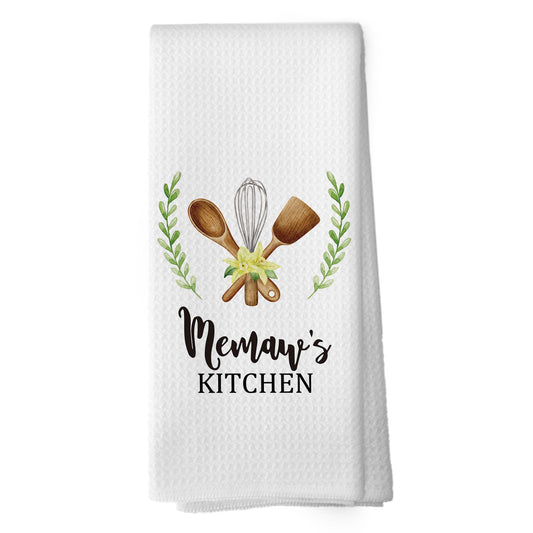 Memaw Gifts Kitchen Towels - Gifts for Grandma Memaw Dish Towels, Rustic Grandma Mothers Day Birthday Decorative Absorbent Dishcloths Hand Towel for Kitchen Decor 16x24 Inches