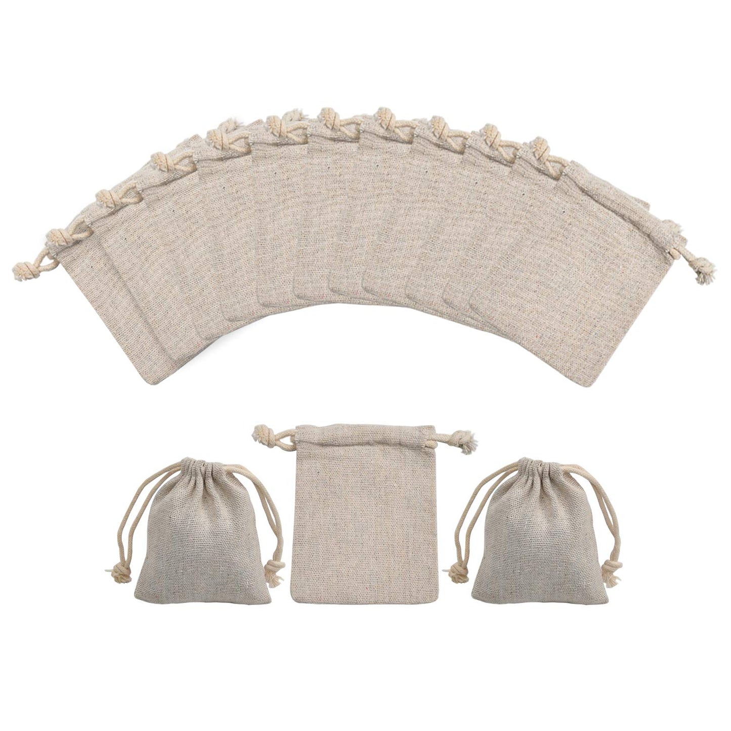 calary 5x6.9 Inch Double Canvas Drawstring Bag Cotton Pouch Gift Sachet Bags Muslin Bag Reusable Tea Bag (25pcs)