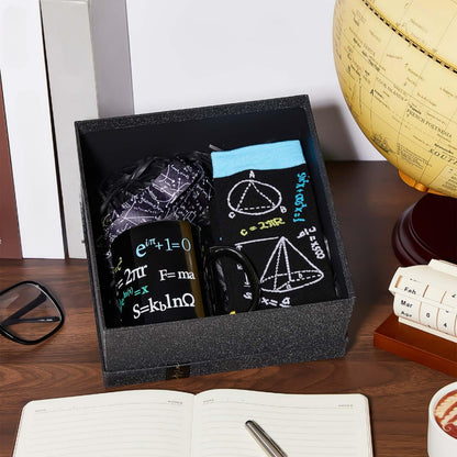 Layhit 4 Pcs Math Teacher Appreciation Gift Graduation Gifts 12 oz Coffee Mug Math Socks Lanyards Keychain with Gifts Box for Men Women Teens Teacher Birthday Teachers Day Christmas